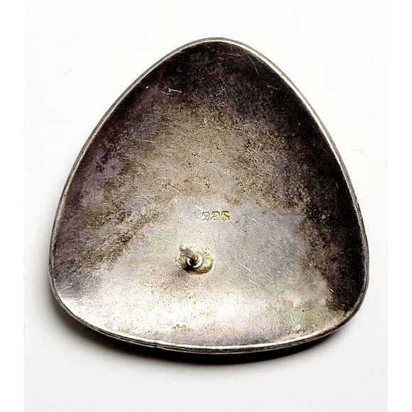 925k Sterling Silver Black Onyx Artisan Pounded Triangle Stud 18 Grams VTG EUC! - Picture 7 of 12